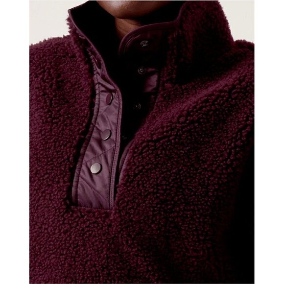 Athleta Cozy Sherpa Snap Sweatshirt Spiced Cabernet XS - Picture 3 of 9